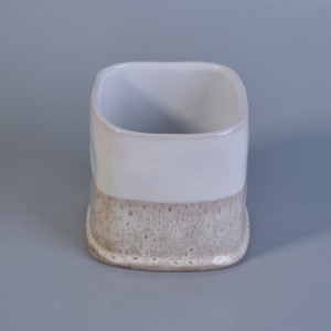 Glazed square ceramic candle vessels