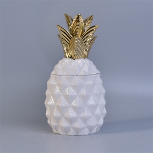 Fashionable fruits pineapple ceramic pineapple candle vessels with lid