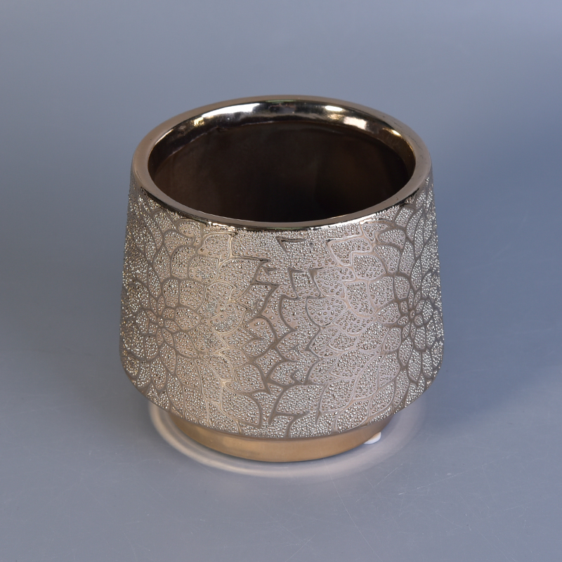 golden pattern ceramic candle jar