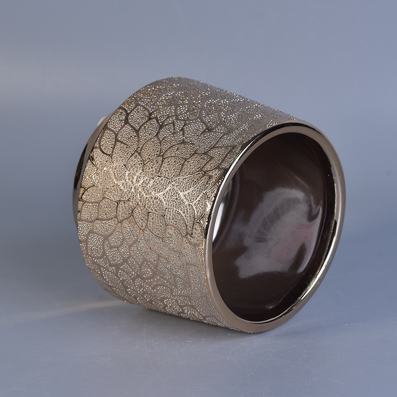 golden pattern ceramic candle jar