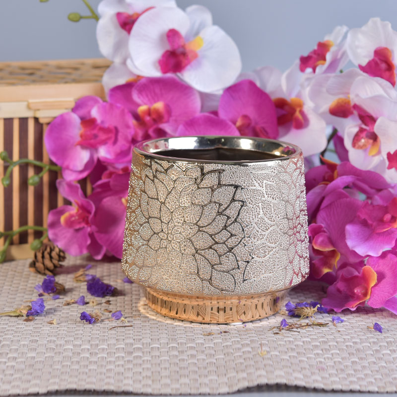 golden pattern ceramic candle jar