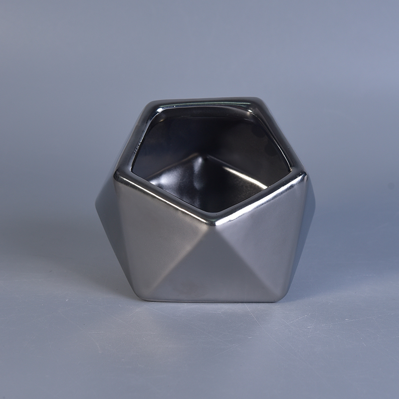 Unique silver diamond design ceramic jar for scent candle 