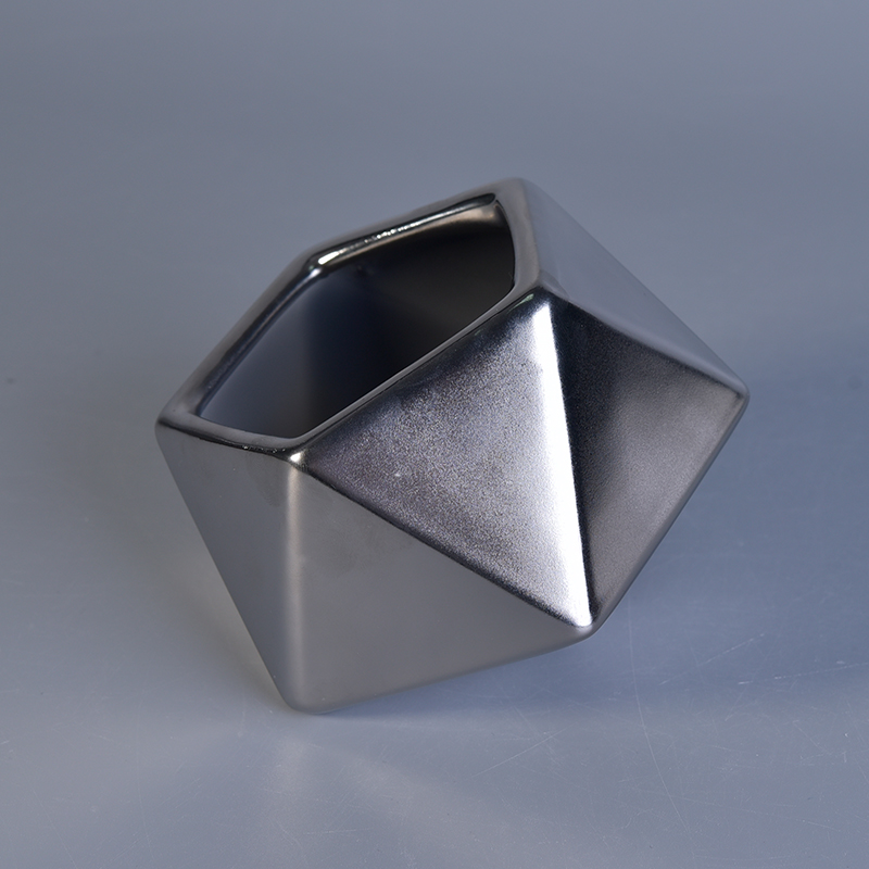 Unique silver diamond design ceramic jar for scent candle 