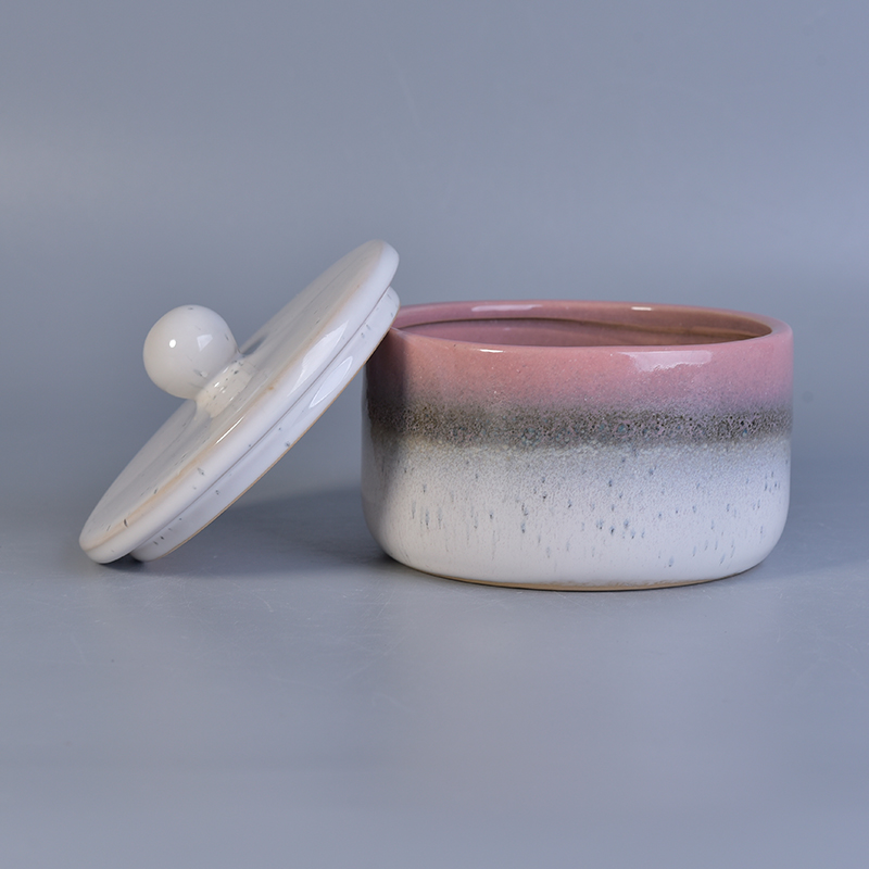 Fambe glazing ceramic home decoration fragrance candle jar with lid