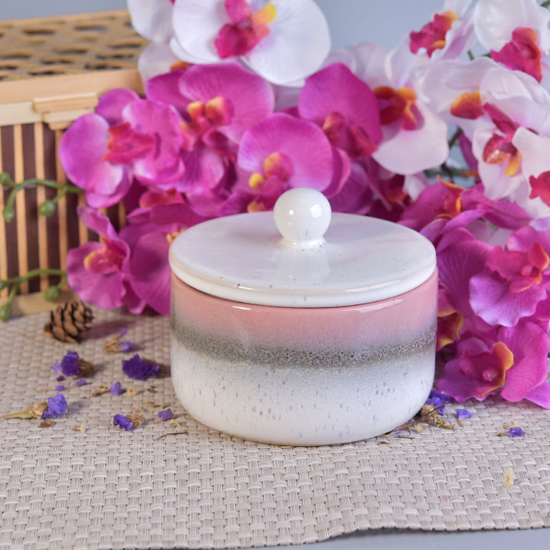 Fambe glazing ceramic home decoration fragrance candle jar with lid