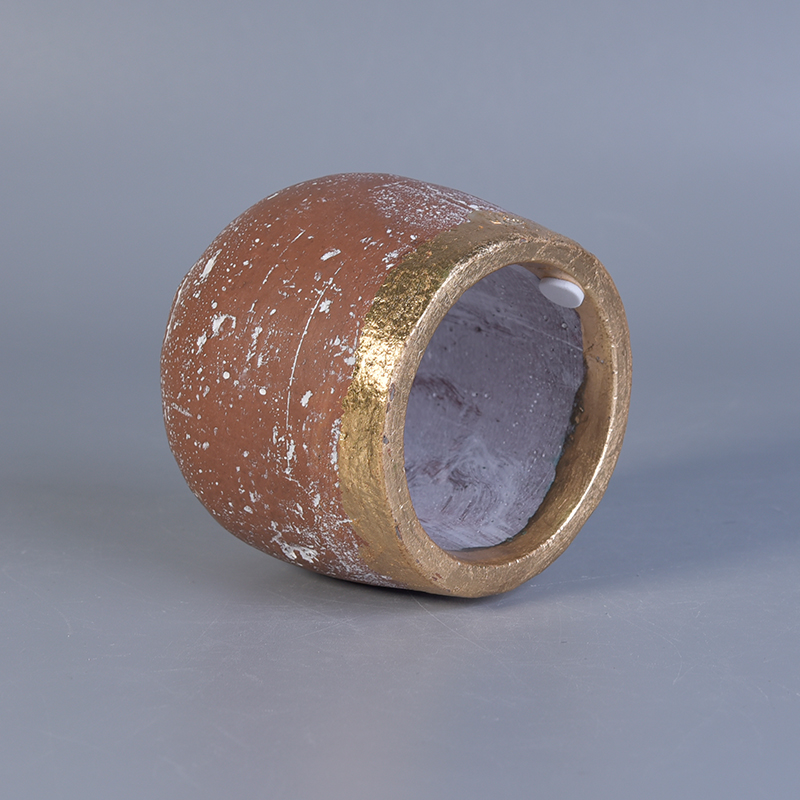 Gold rim unique red concrete candle jar in 200ml