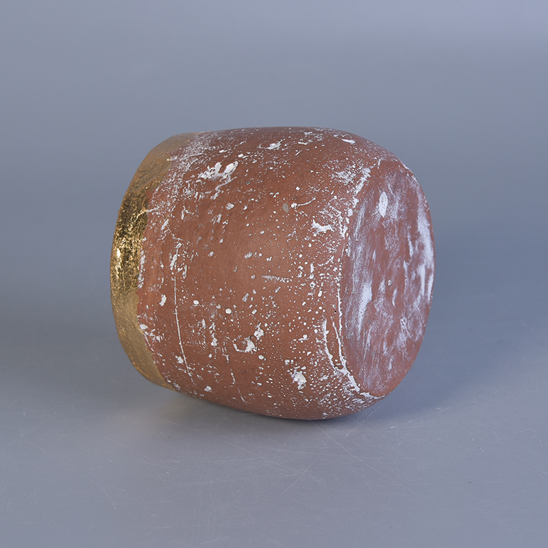 Gold rim unique red concrete candle jar in 200ml
