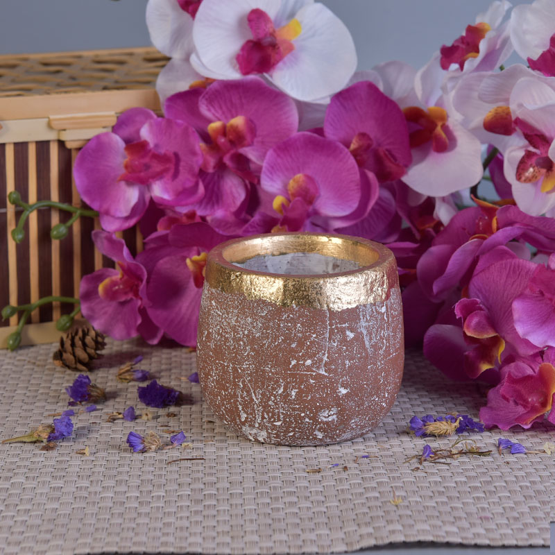 Gold rim unique red concrete candle jar in 200ml