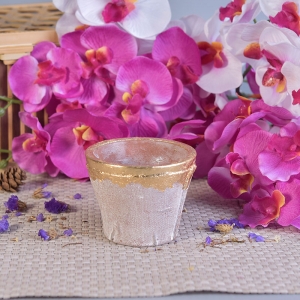 Red color taper popular concrete candle jar with gold painted