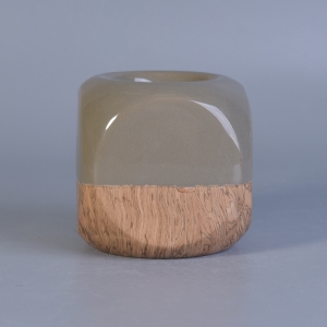 Ang istilo ng kahoy na parisukat na ceramic tea light na may hawak ng kandila pakyawan