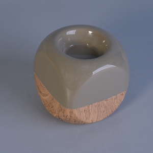 Ang istilo ng kahoy na parisukat na ceramic tea light na may hawak ng kandila pakyawan