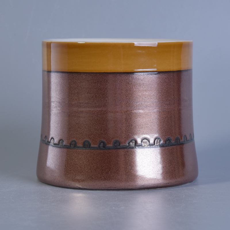Empty Ceramic Candle Holders with Metal Glazing for Home Fragrance Empty Ceramic Candle Holders with Metal Glazing for Home Fragrance