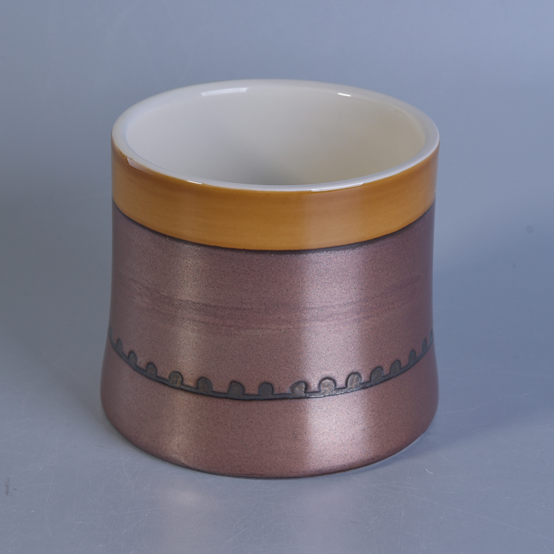 Empty Ceramic Candle Holders with Metal Glazing for Home Fragrance Empty Ceramic Candle Holders with Metal Glazing for Home Fragrance