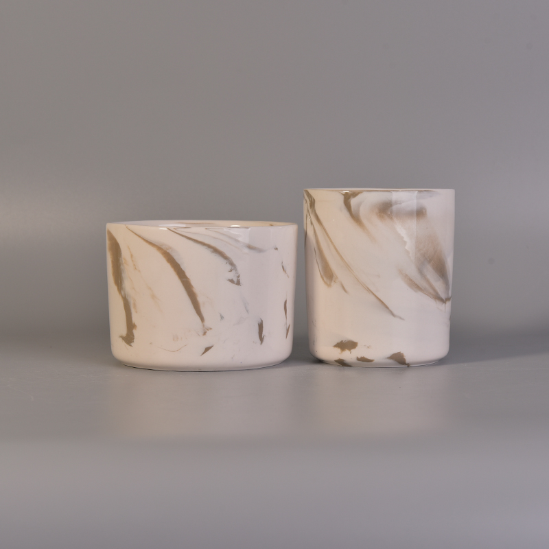 Beautiful decorative mable ceramic candle vessels
