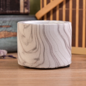 wooden effect concrete candle holder