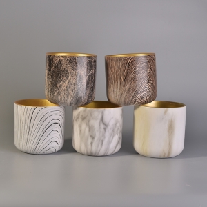 Ceramic candle jars with water transfer printing