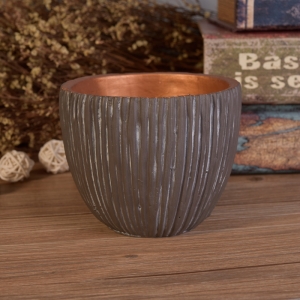 Low MOQ copper painted bowl design concrete candle vessel