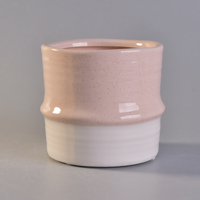 Home decorative two tone color ceramic candle holder 