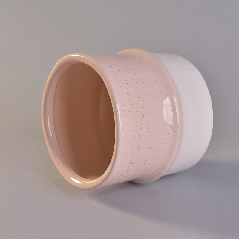 Home decorative two tone color ceramic candle holder 