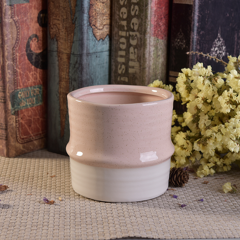 Home decorative two tone color ceramic candle holder 