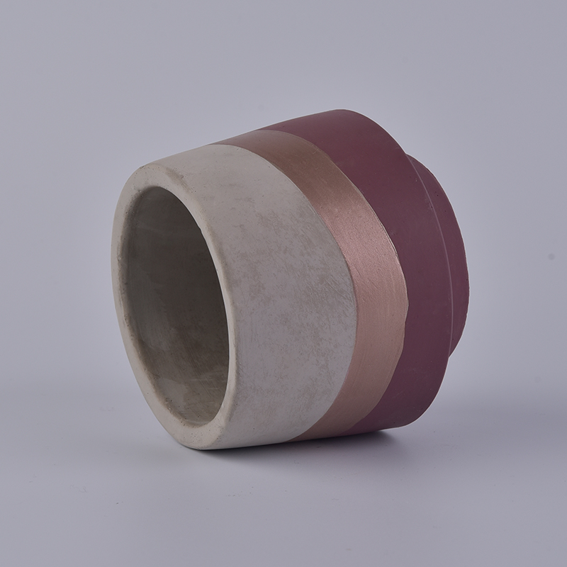 400ml Custom color painted concrete candle holder wholesale Weave pattern matte white ceramic candle vessels wholesale