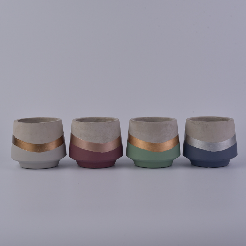 400ml Custom color painted concrete candle holder wholesale