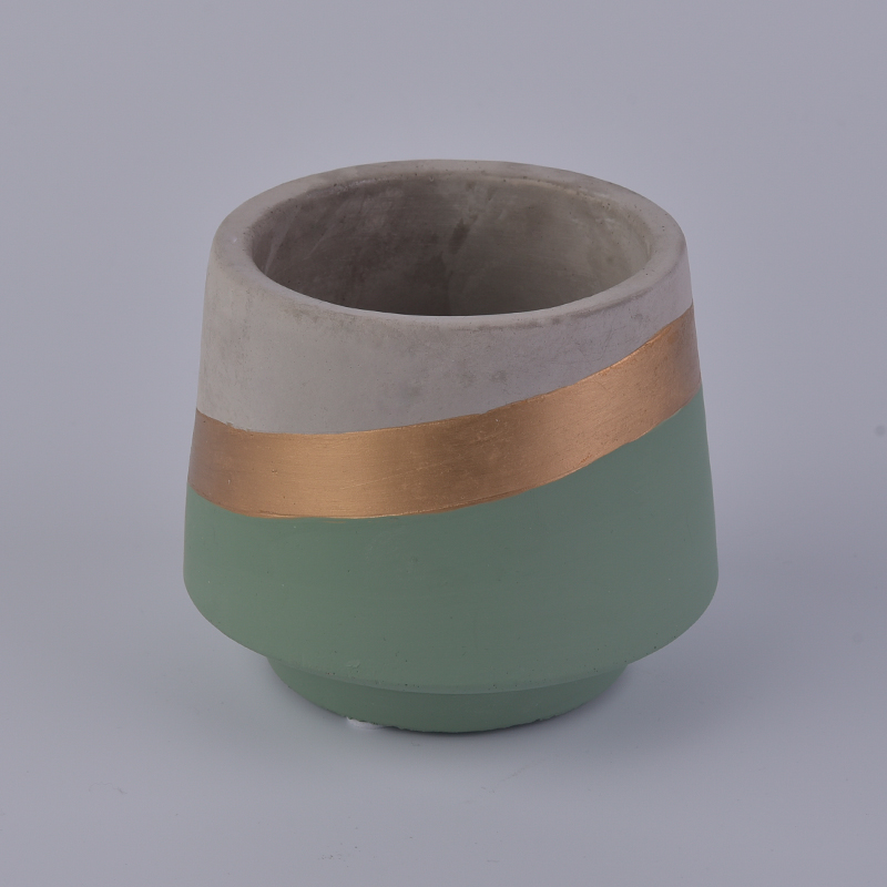 Retro Cement Candle Containers with Gold Stripe for Home Decoration Retro Cement Candle Containers with Gold Stripe for Home Decoration