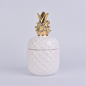 goldene Oberseite Keramik Ananas geformt Glas weiß glasiert