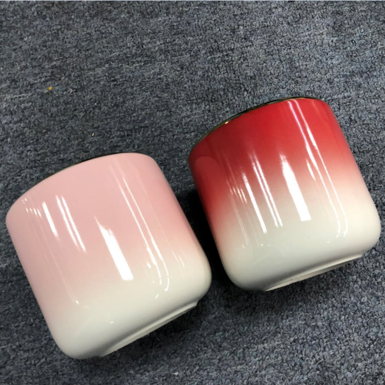 gradient color glazed ceramic candle jars