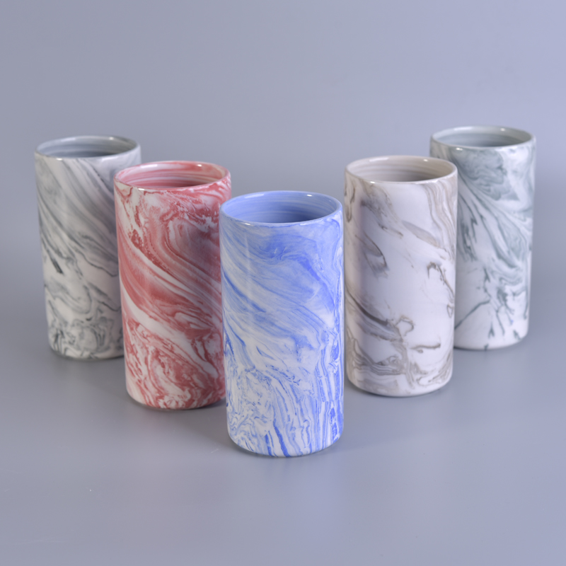 tall marbled ceramic candle holders