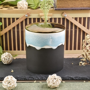 14oz customized ceramic candle jars with gold lid