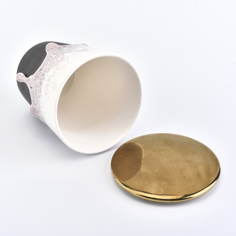 Votive 8oz wax filling ceramic candle holders with lid