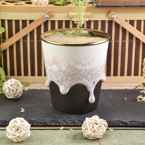 Votive 8oz wax filling ceramic candle holders with lid