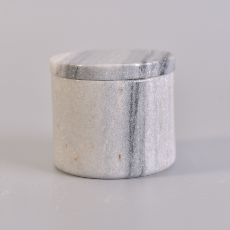 Home decoration unique marble candle jar with lid 