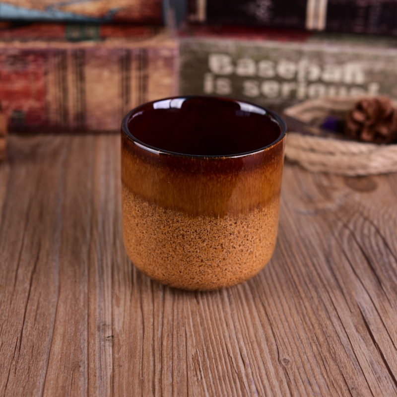 Copper glazed ceramic candle making jar with 380ml for wholesale Copper glazed ceramic candle making jar with 380ml for wholesale