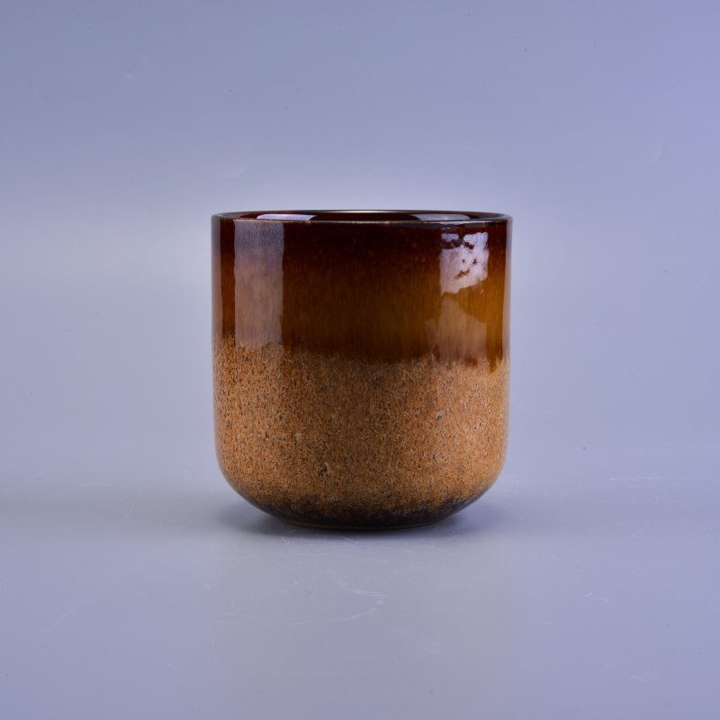 Copper glazed ceramic candle making jar with 380ml for wholesale Copper glazed ceramic candle making jar with 380ml for wholesale