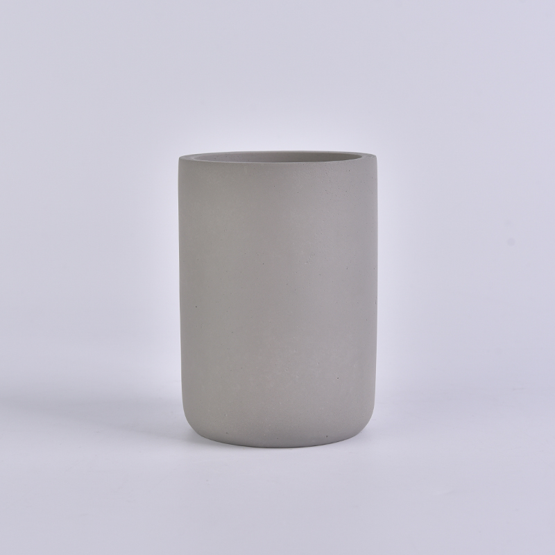 cylinder gray concrete candle jar