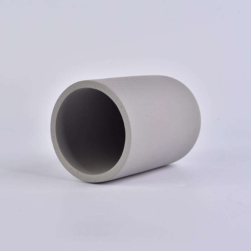 cylinder gray concrete candle jar