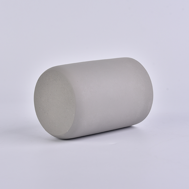 cylinder gray concrete candle jar