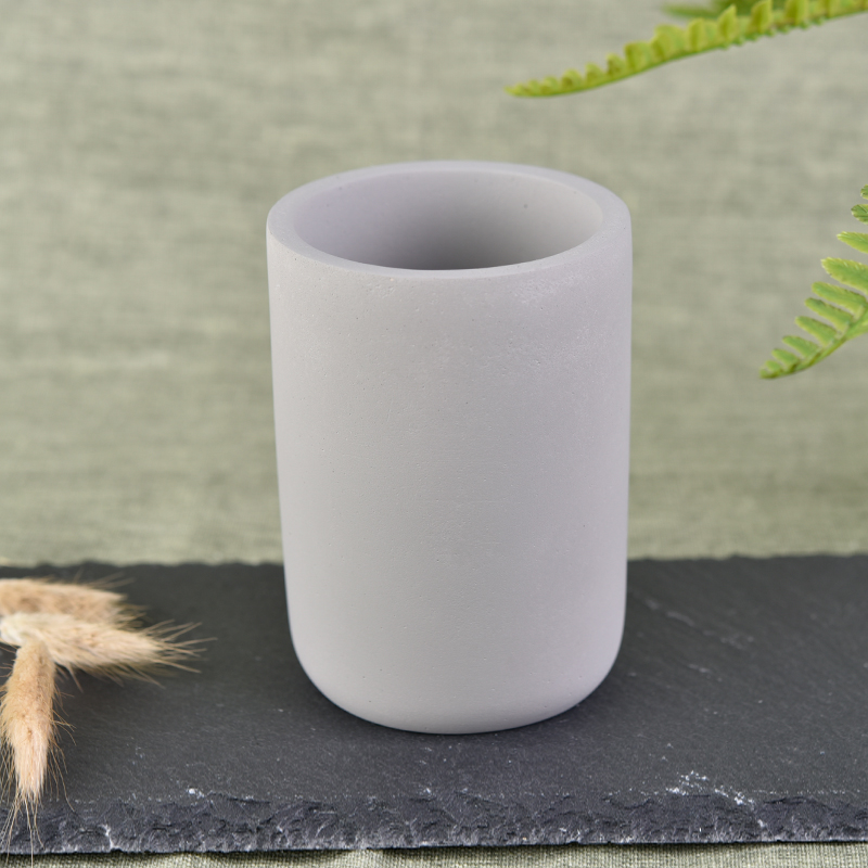 cylinder gray concrete candle jar