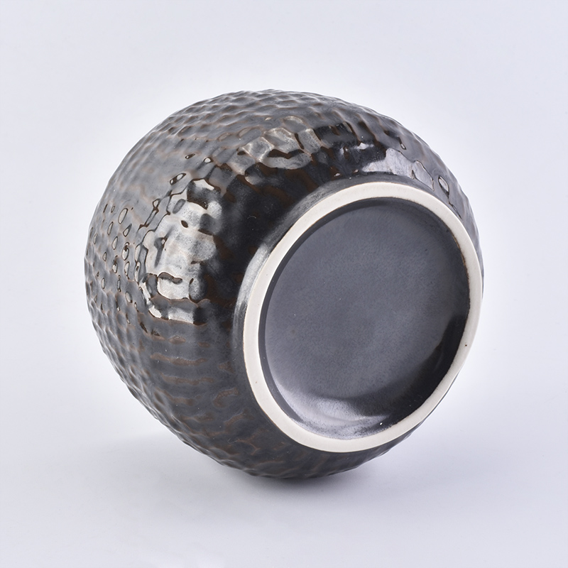 High quality embossed Amber ceramic candle holder 
