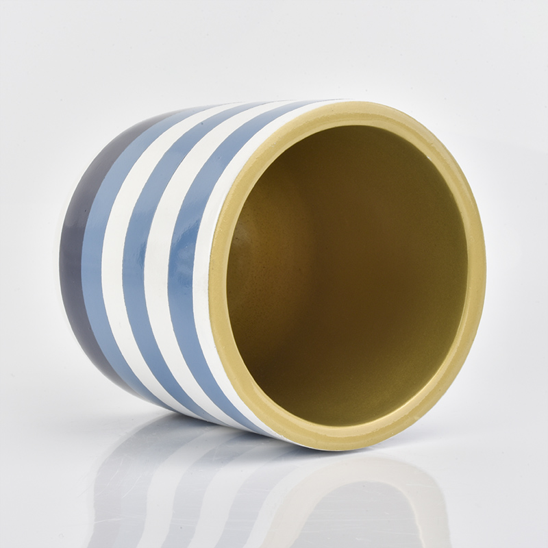 High quality concrete candle jars with hand painting Blue color
