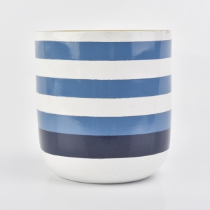 High quality concrete candle jars with hand painting Blue color