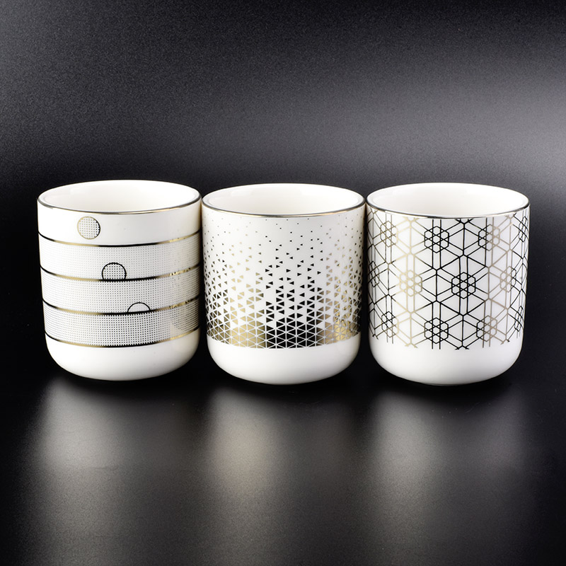 Gold decoration ceramic round bottom candle holder wholesale