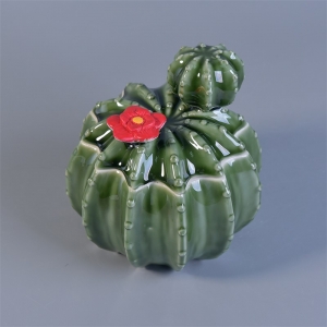 unique green design ceramic candle holder with lid