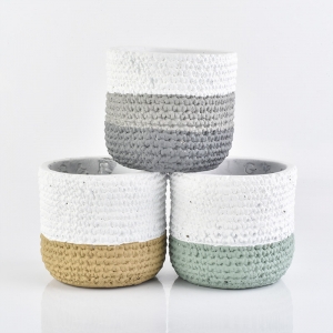 ceramic baskets weave pattern candle jars