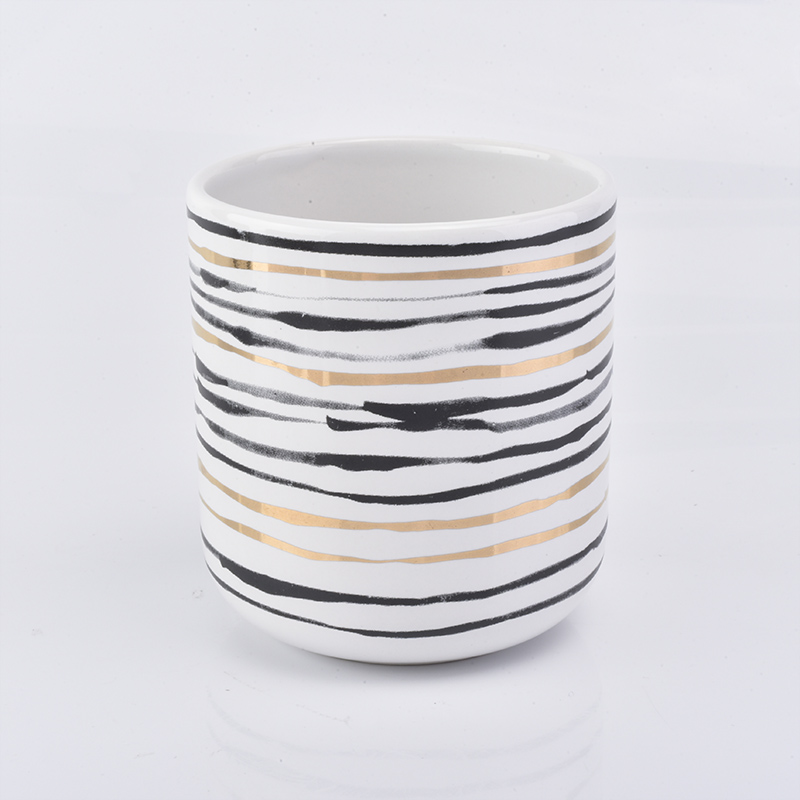 10oz ceramic candle holders with gold printing