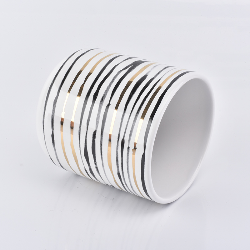 10oz ceramic candle holders with gold printing