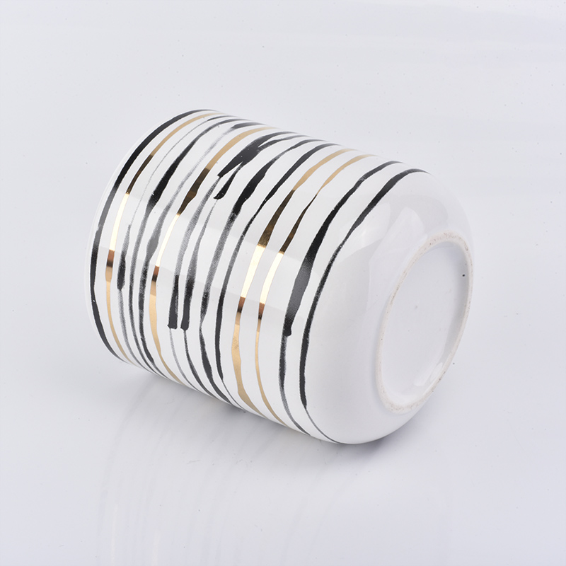 10oz ceramic candle holders with gold printing