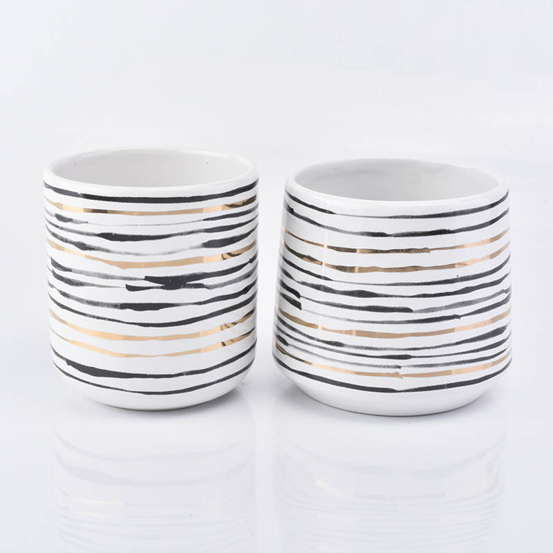 10oz ceramic candle holders with gold printing